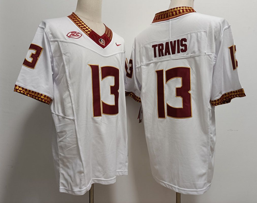 Men Florida State Seminoles FSU 13 Travis White Nike 2025 NCAA Jersey